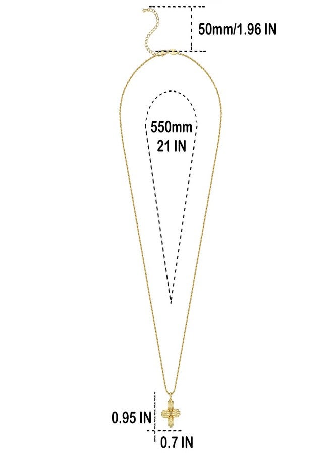 FRUMOS Dainty Layered Choker Necklace18K Real Gold Plated Y Pendant Necklace Multilayer Long Adjustable Choker cross Layering Necklaces for Women Girls（ Large ridge cross Pendant - Image 2